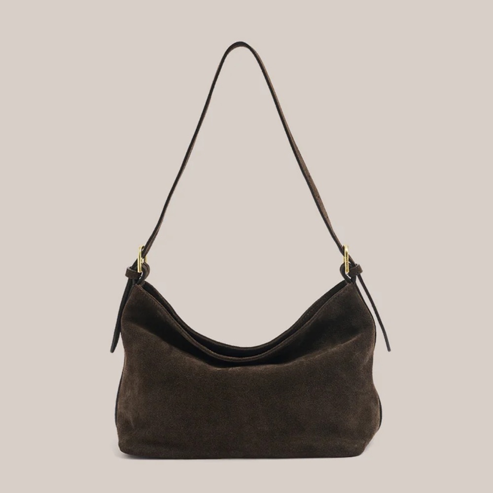 Vestirsi Eden Dark Chocolate Suede Shoulder Bag